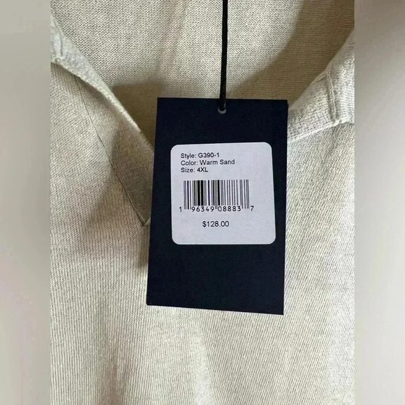 NWT Good Man Brand Johnny Collar Linen Blend Warm Sand Beige Polo Shirt - 4XL - Picture 2 of 6